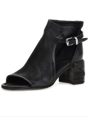 A.S.98 Maxwell Open Toe Booties Sandals Size 38 7.5 8 Black Leather NEW $329